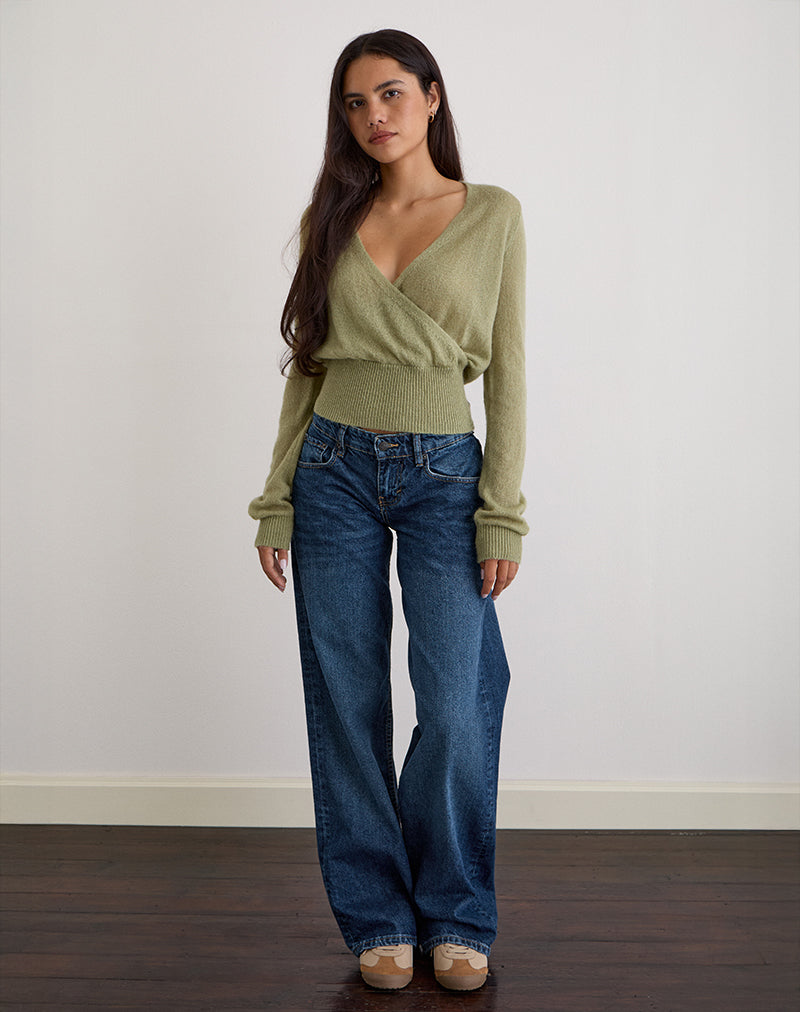 Women's Knit Fashion Top in Green for Everyday Wear