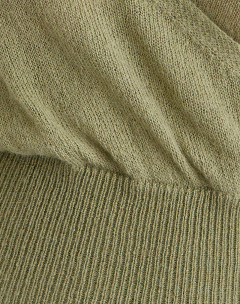 Women's Knit Fashion Top in Green for Everyday Wear