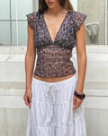 Women's Chiffon Floral Flowy Midi Dress with V-Neckline in Charcoal for Everyday Wear