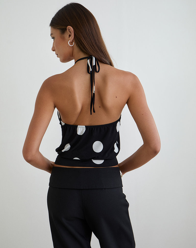 Women's Halterneck Relaxed Top in Black for Everyday Wear