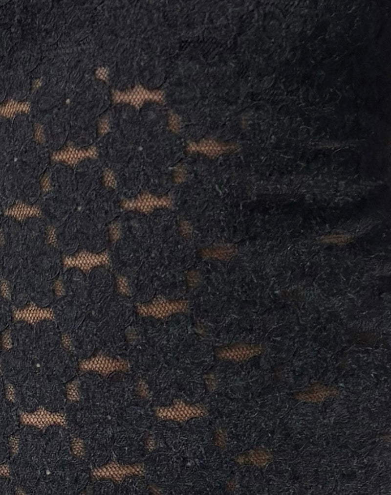 Women's Lace Fashion Top with V-Neckline in Black for Everyday Wear