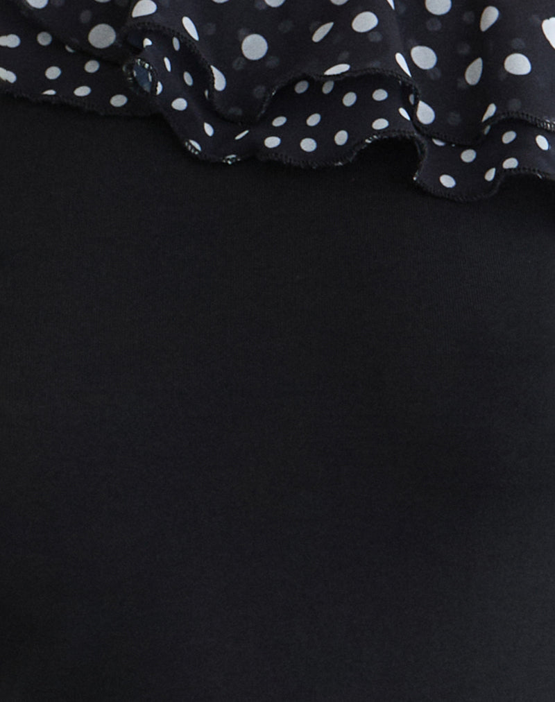 Women's Chiffon Long Sleeve Top with Asymmetric Neckline in Black for Everyday Wear
