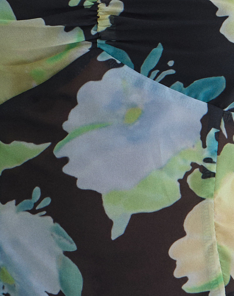 Women's Chiffon Fashion Top with Sweetheart Neckline in Black for Everyday Wear