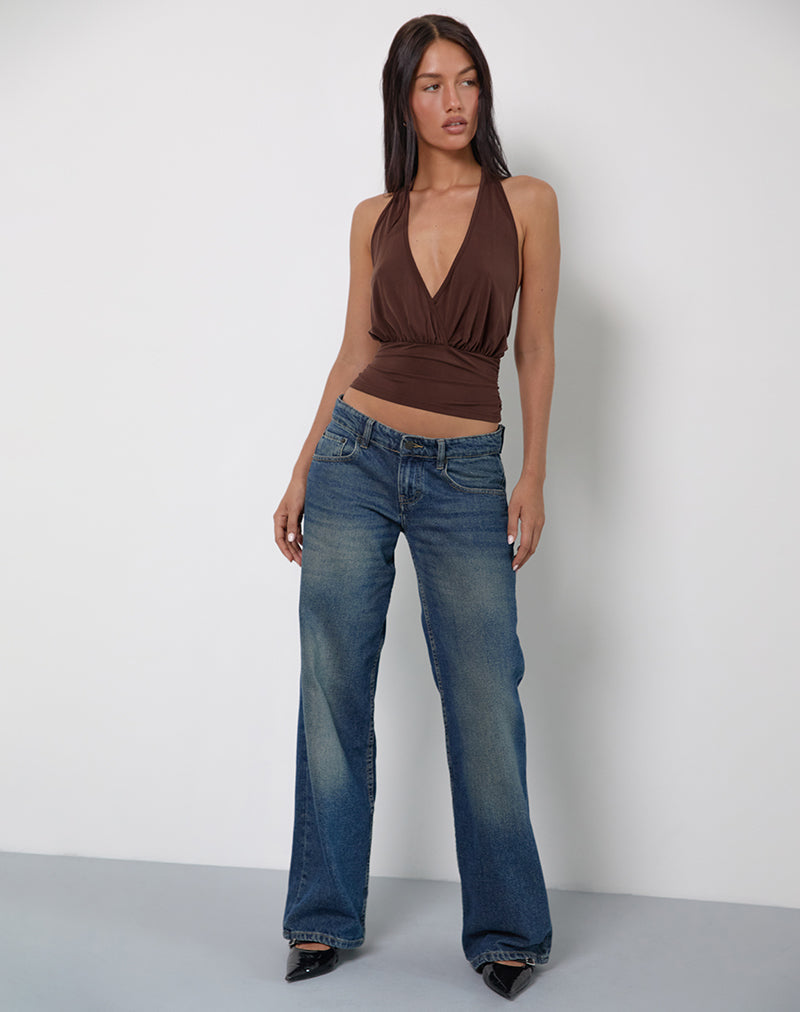 Women's Fashion Top with Cowl Neckline in Chocolate for Everyday Wear