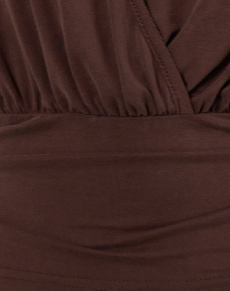 Women's Fashion Top with Cowl Neckline in Chocolate for Everyday Wear