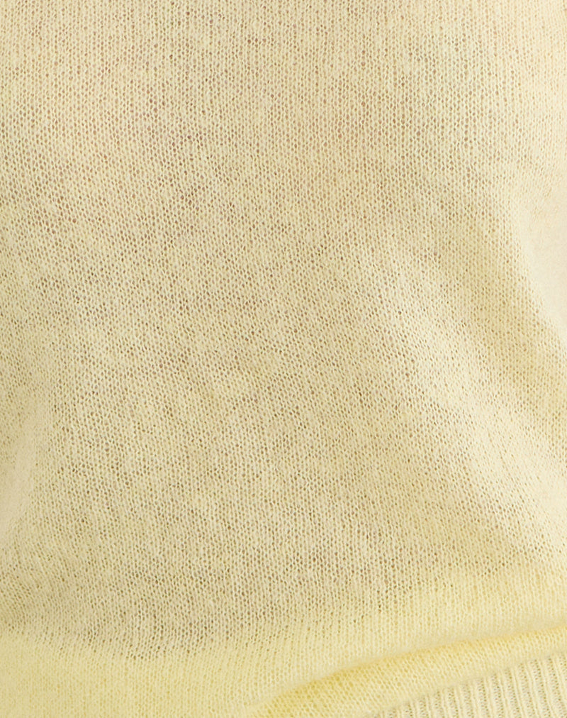 Women's Knit Fashion Relaxed Top with Scoop Neckline in Yellow for Everyday Wear