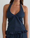 Women's Halterneck Fitted Top in Navy for Everyday Wear