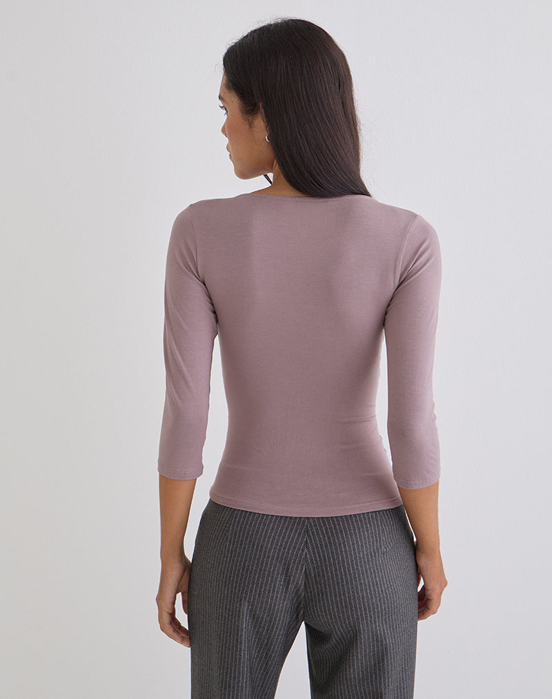 Women's Jersey Long Sleeve Cropped Top in Mauve for Everyday Wear