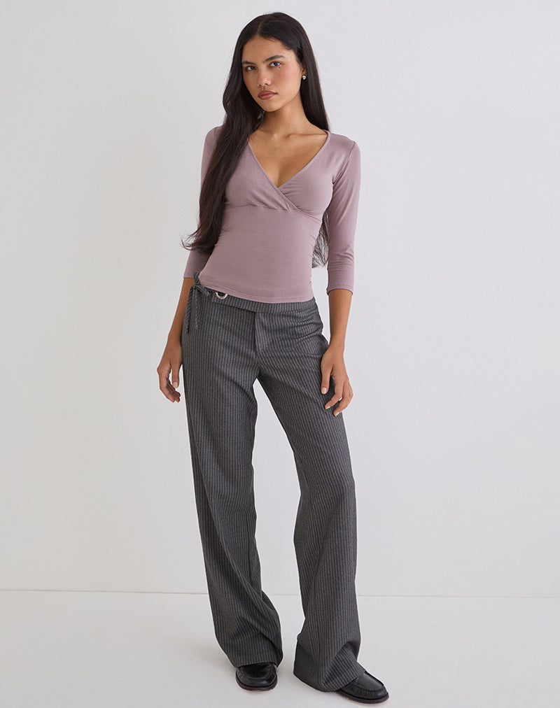 Women's Jersey Long Sleeve Cropped Top in Mauve for Everyday Wear