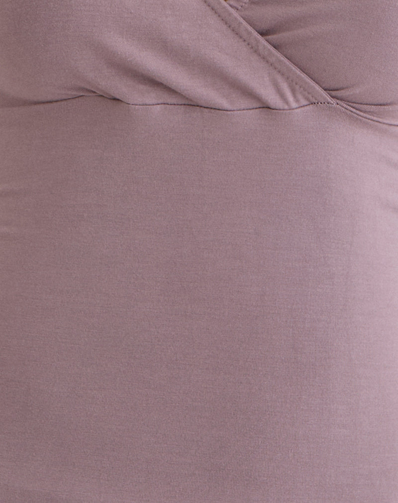 Women's Jersey Long Sleeve Cropped Top in Mauve for Everyday Wear