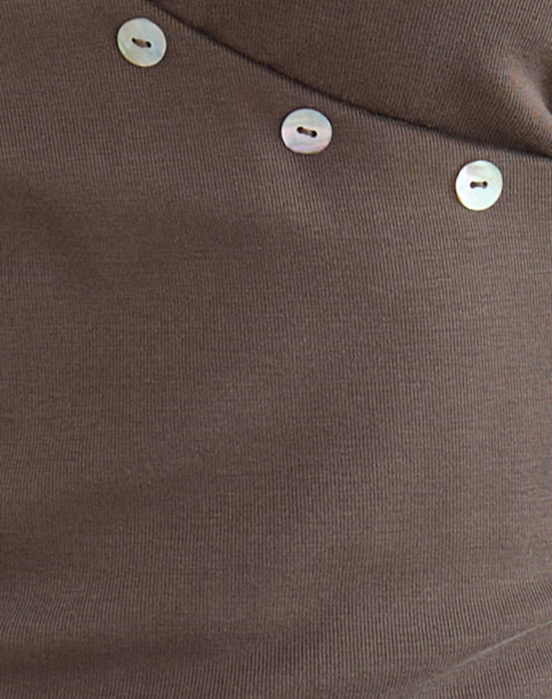 Women's Eco Lyocell Sleeveless Vest Top with V-Neckline in Brown for Everyday Wear
