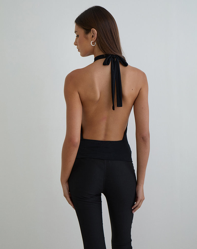 Women's Jersey Halterneck Top in Black for Everyday Wear