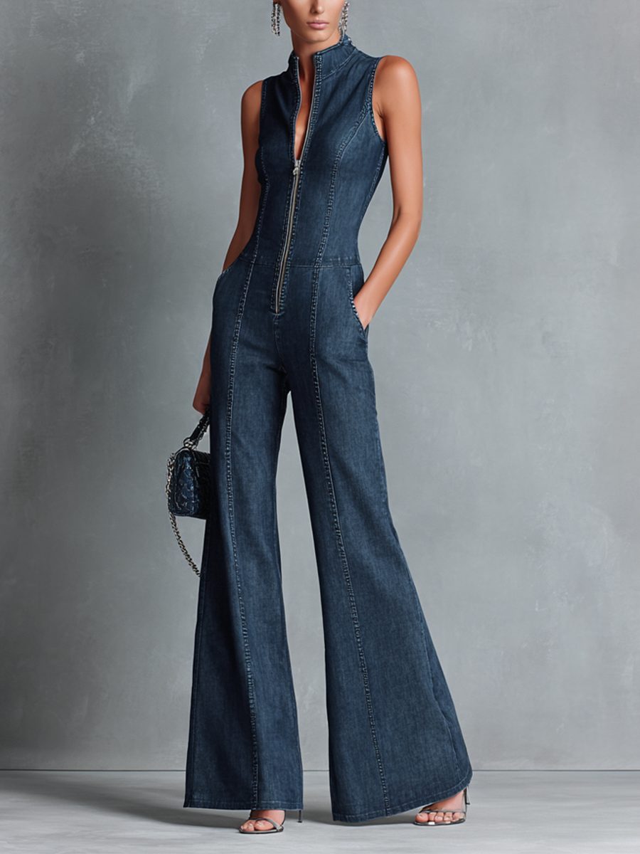 Women's Denim Swing Midi Dress for Date Night
