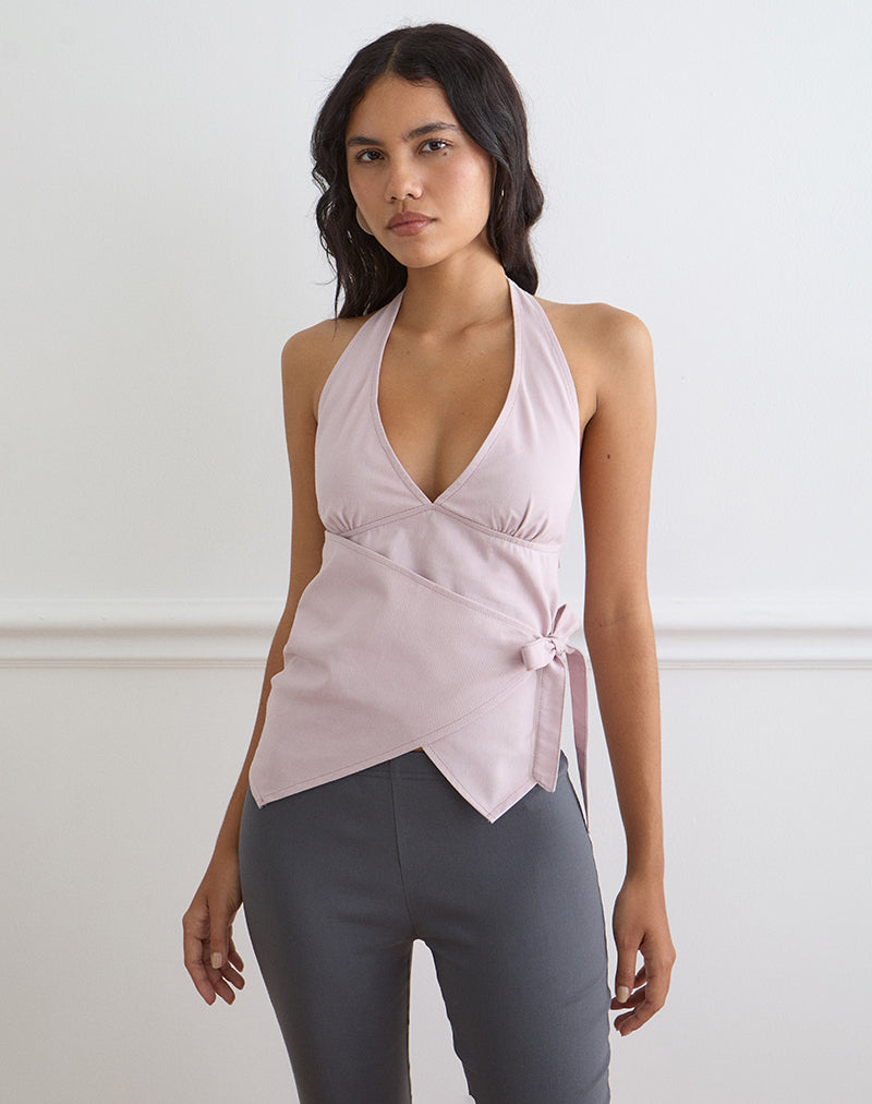 Women's Cotton Halterneck Top in Pink for Everyday Wear